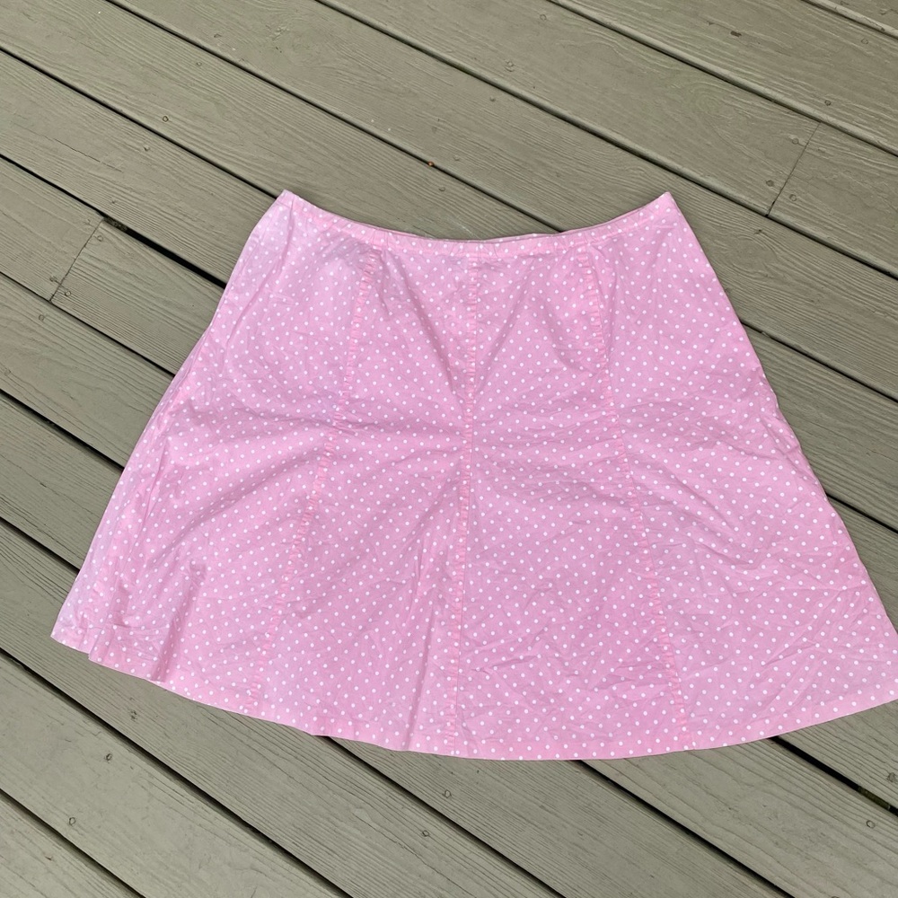 NWOT Lands End - Woman’s pink/white dot midi A-frame skirt, Size: 24W